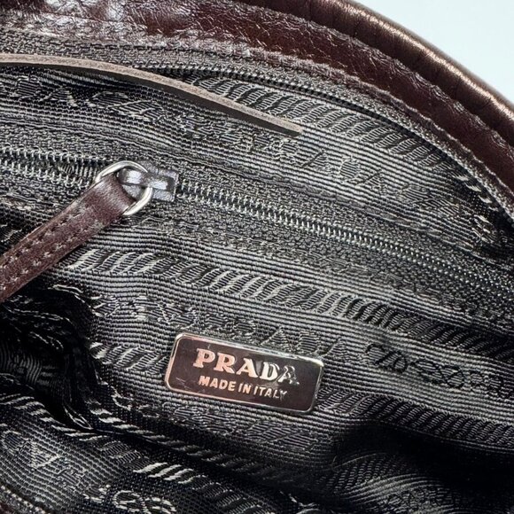 Vintage Prada Bow Cloquet Top Handle Bag Triangle Logo Metallic Evening Bag - Picture 10 of 15